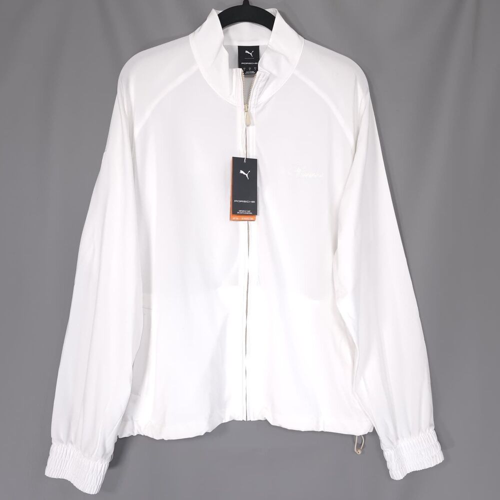 PUMA X PORSCHE Women's New Golf Jacket LARGE White Full Zip Stretch 63154701